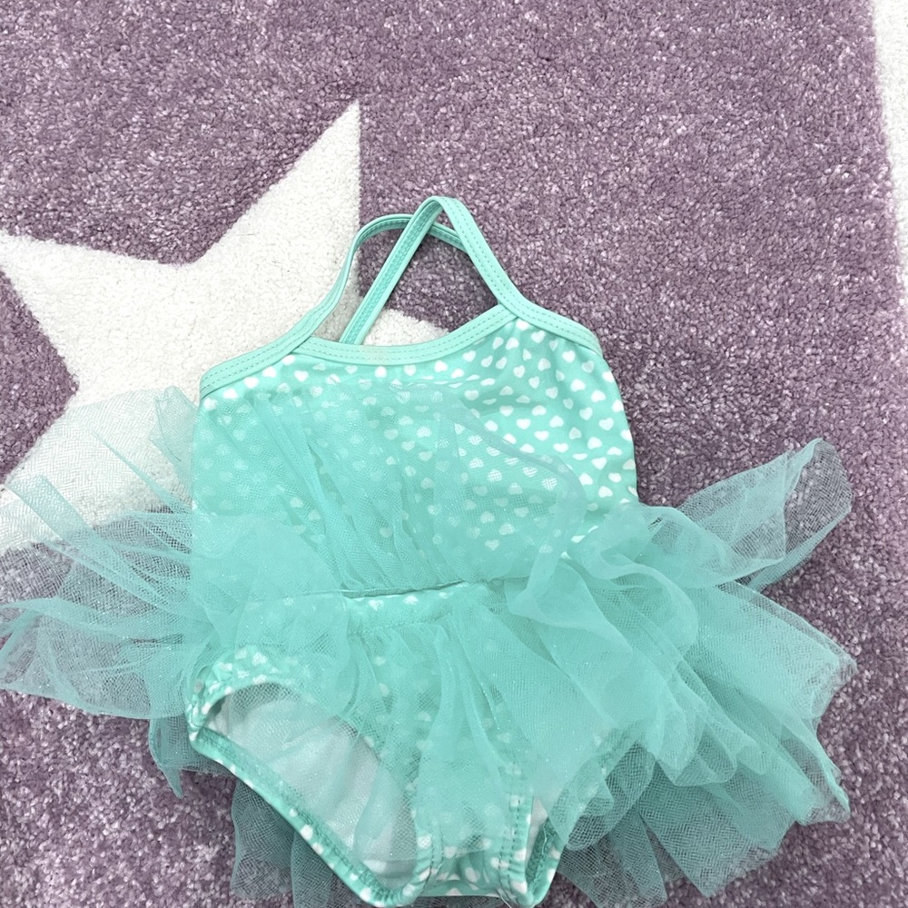 Baby girl swimsuit size 0-3 months teal tutu